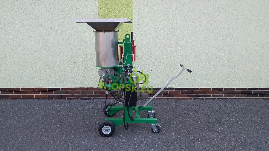 DRVIČ A LIS NA OVOCIE NEREZOVÝ - 1,5kW/230V - Tlak 3t - nerezový lisovací koš 30l - Štyri pojazdové kolesá